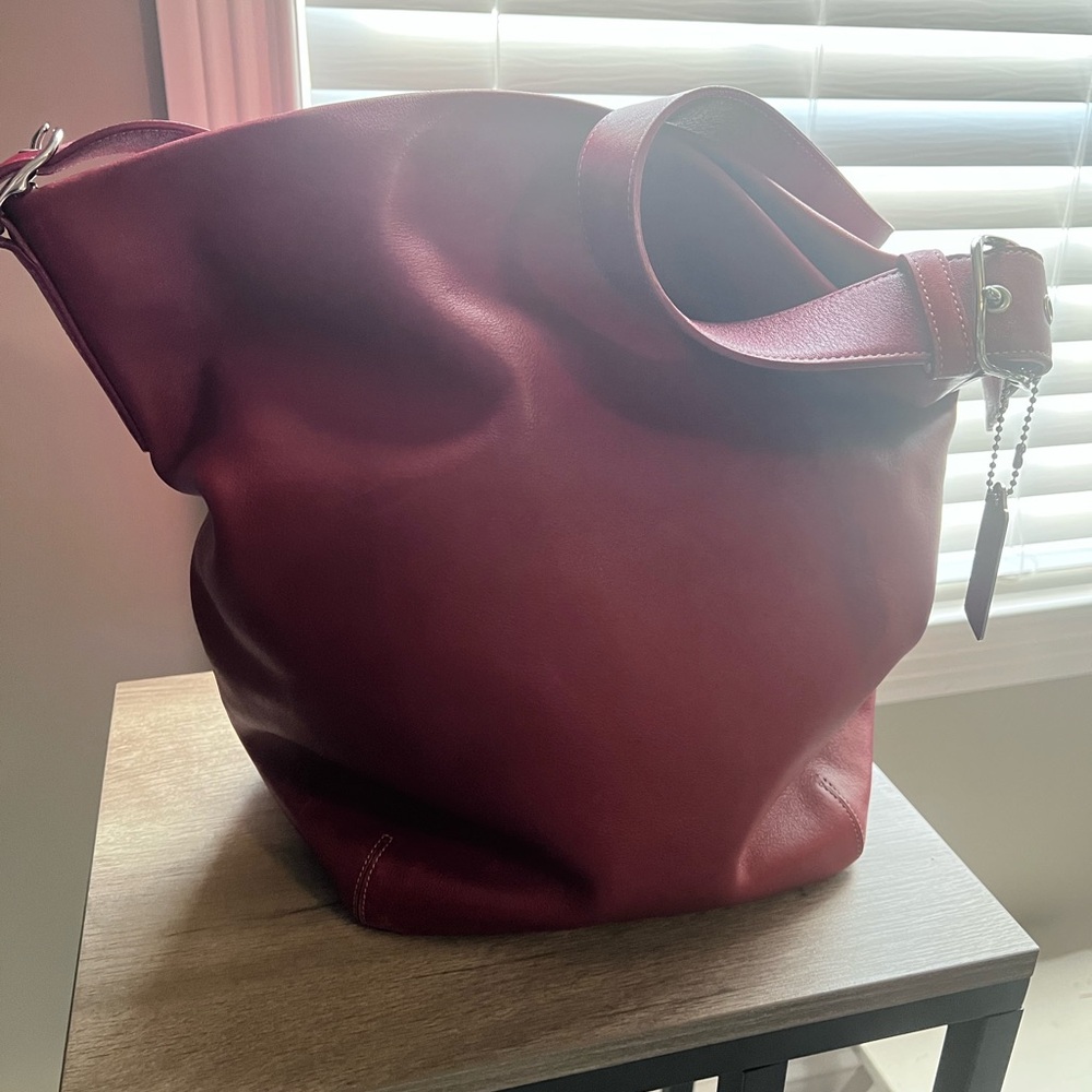 Coach Red Vintage Legacy Duffle Bag with Slouchy Design